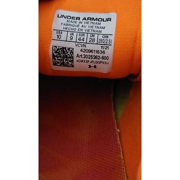 Under Armour Men’s Football Soccer Cleats Size 10 Neon Yellow Orange Pink Molded - Picture 6 of 8